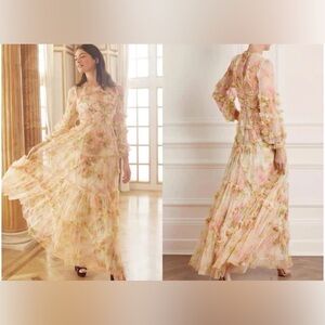 NWT US4 Needle&Thread Floral Print Long Sleeve Dress